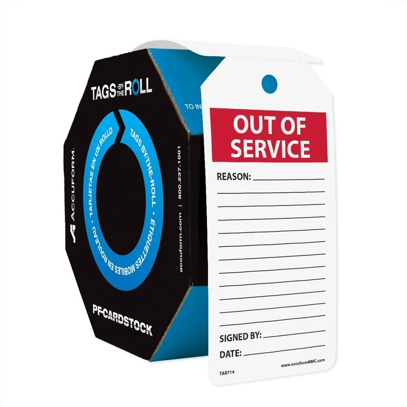 OUT OF SERVICE TAGS BY THE ROLL 100/RL - Flammable Storage Cabinets